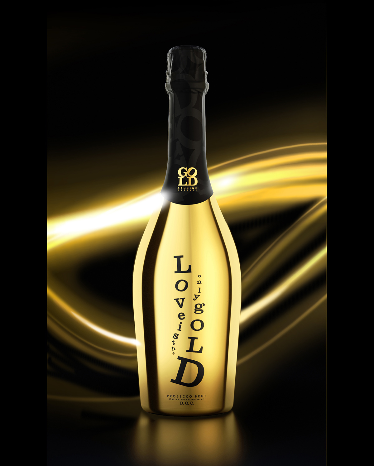 Champagne Prosecco gold bottle