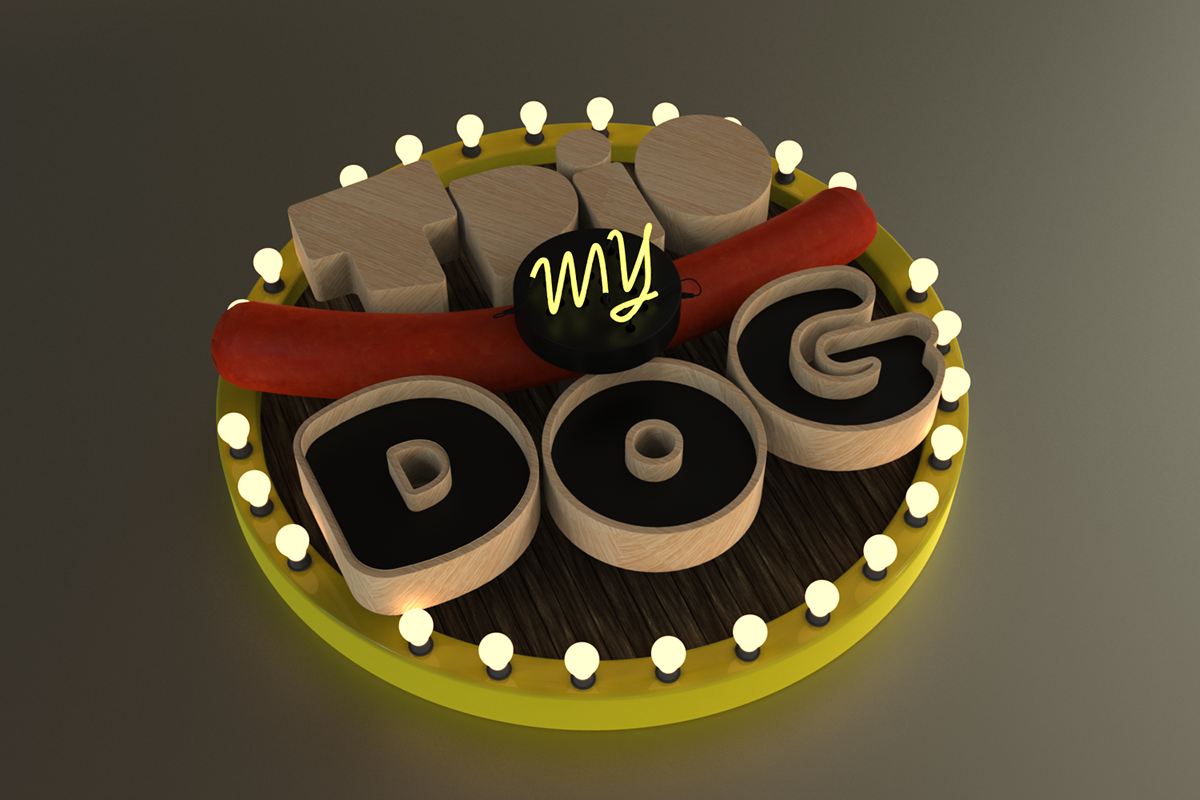 3D cinema 4d lettering hot dog