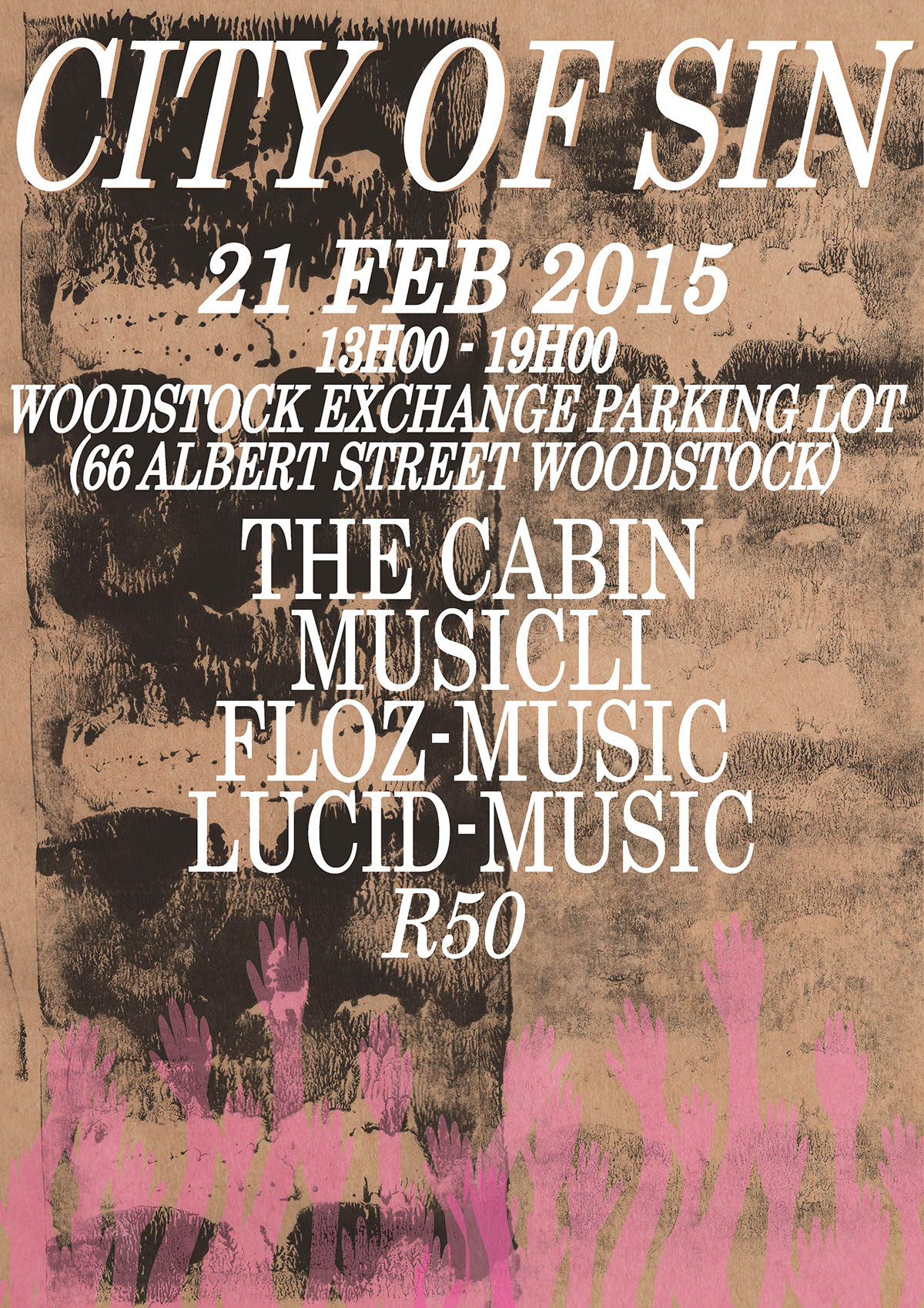poster ticket ink texture grunge concert dj cardboard hot pink Drum and Bass cape town south africa