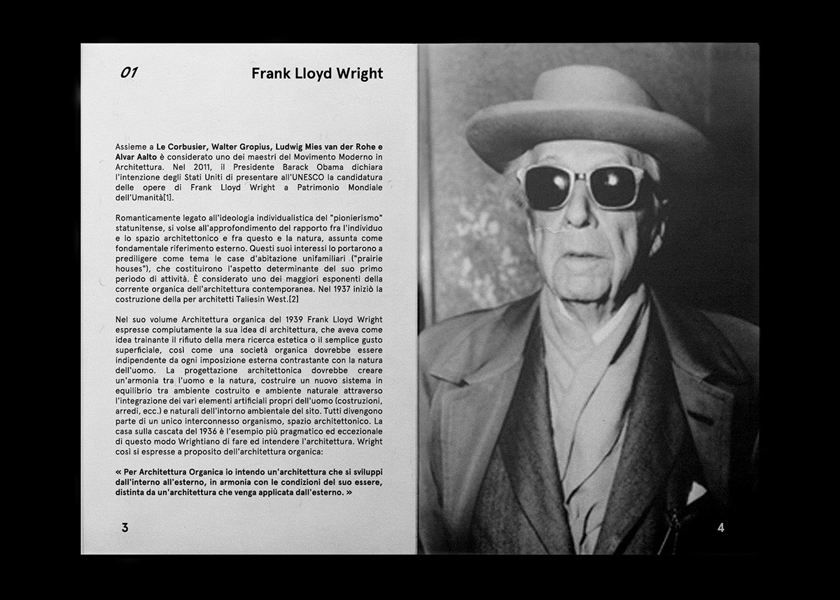 Frank Lloyd Wright Frank Gehry Le Corbusier Ludwig Mies van der rohe rem koolhaas editorial black and white progettazione editoria grafica