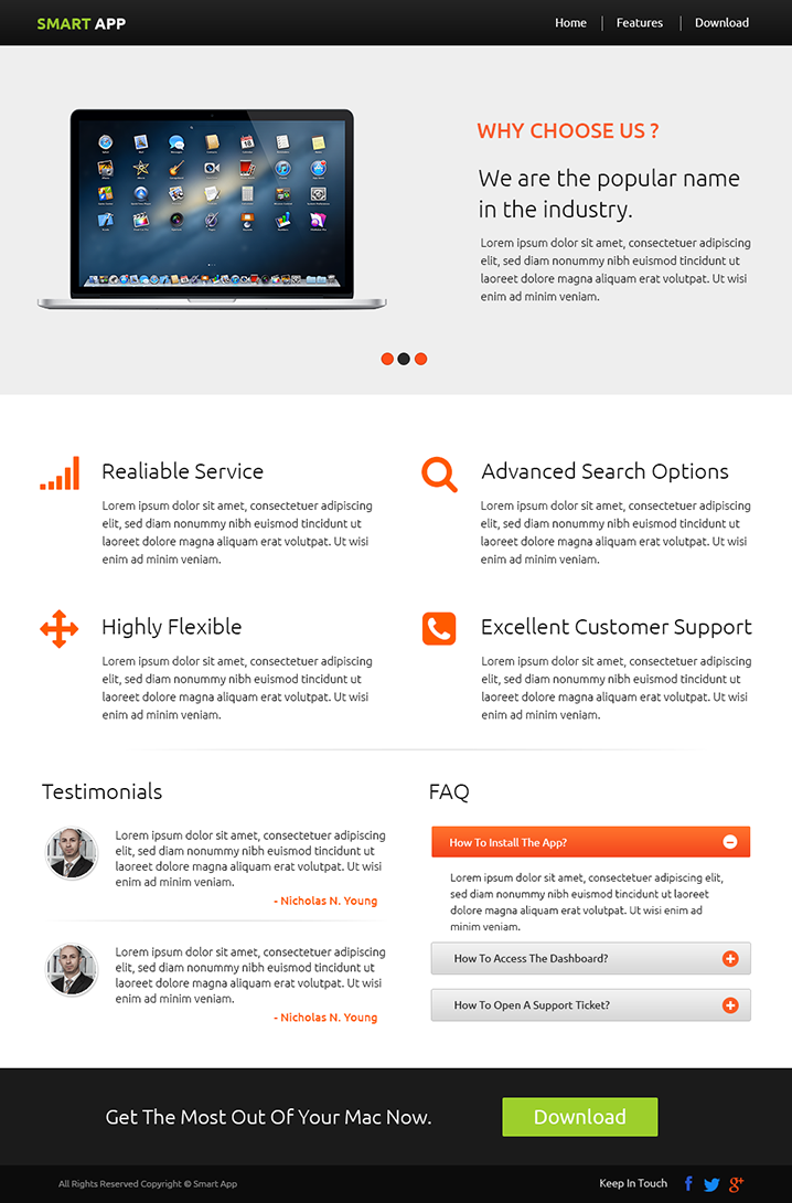 landing page template Single Page