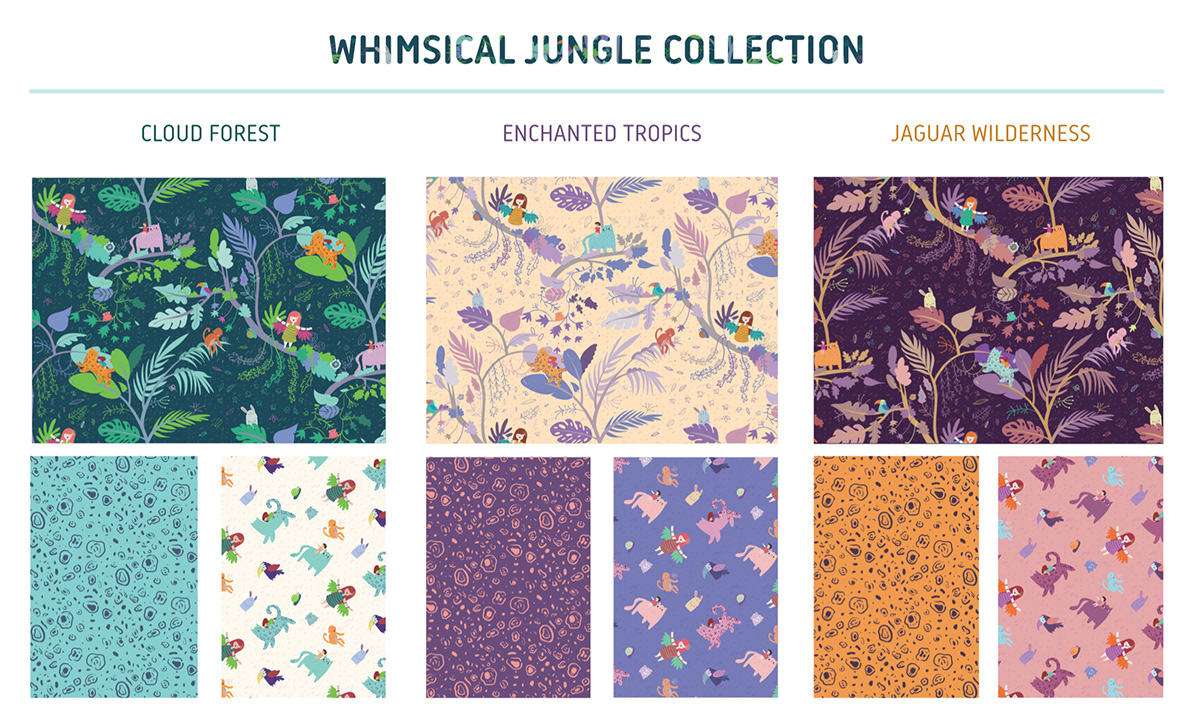 Adobe Portfolio pattern design  Vector Illustration product design  jungle backpack lush colombia amazon rain forest