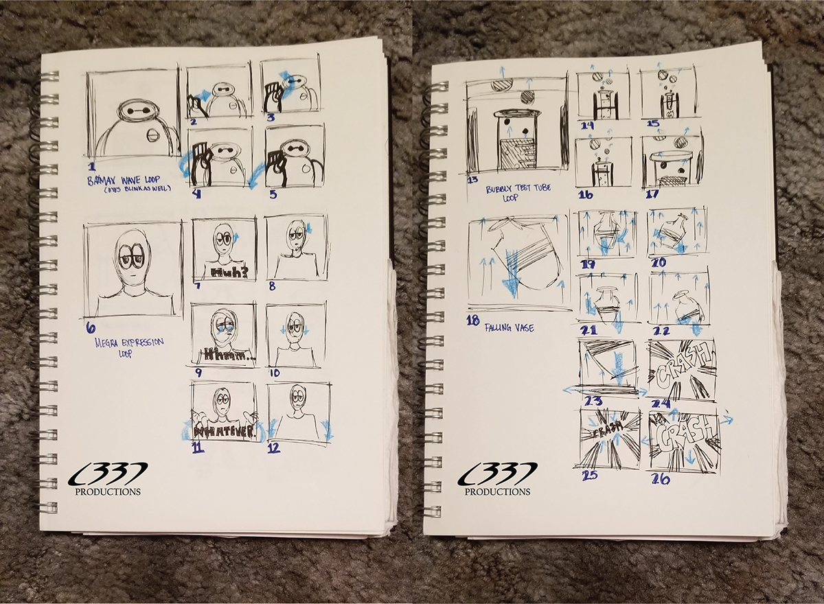 baymax disney marvel animatic storyboard big hero 6 wave blink looping animation 