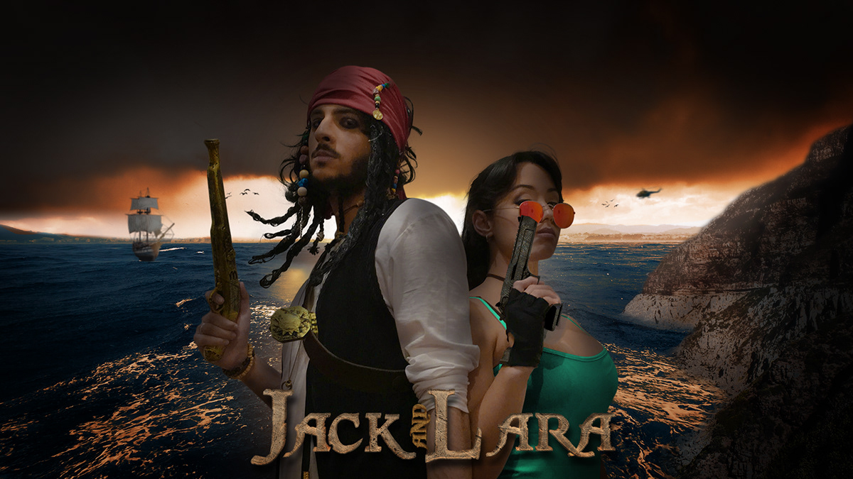 adobe adobephotoshop designgrafico graphicdesign JackSparrow LaraCroft manipulation piratasdocaribe piratesofthecaribbean tombraider