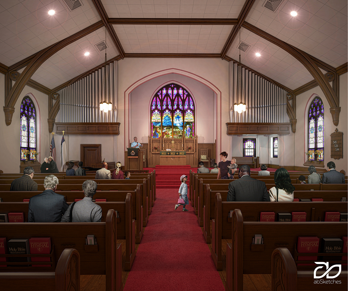 3d modeling architectural visualization 3D environment Interior church