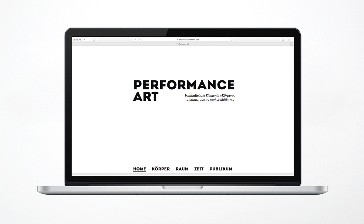 Webdesign performance art Texten