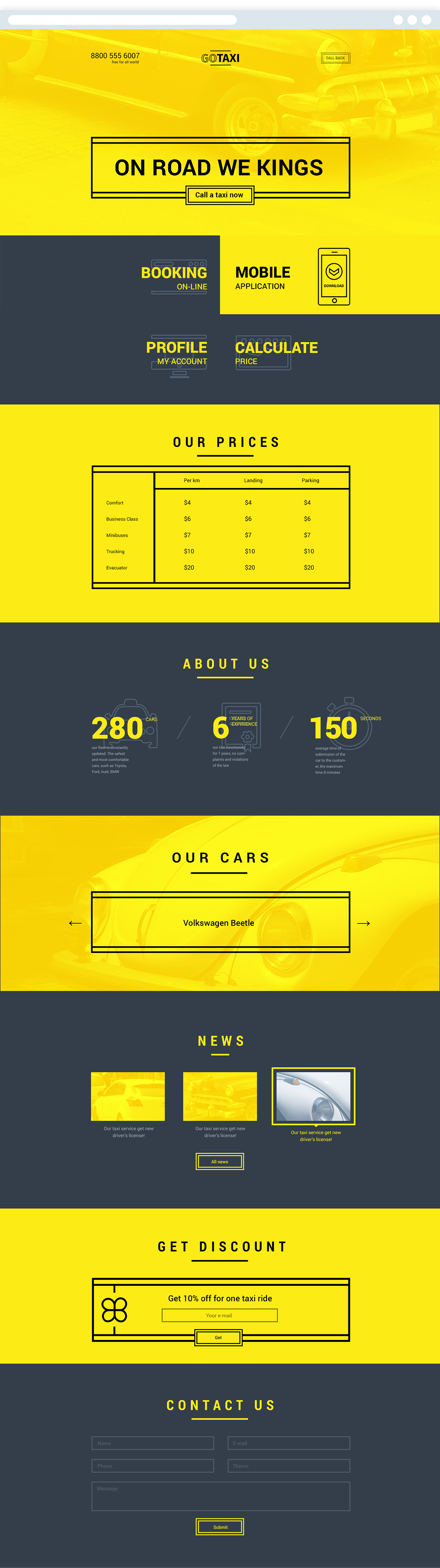template Website site download yellow White taxi