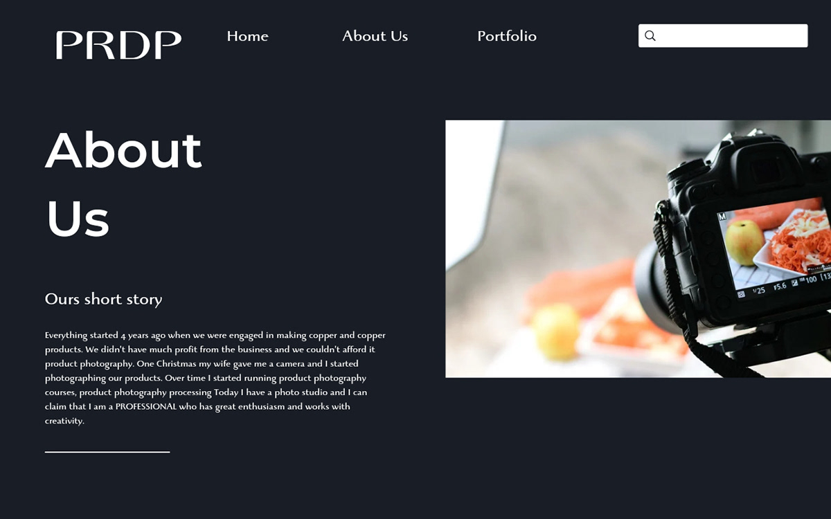 design designer onepage Photography  product Website