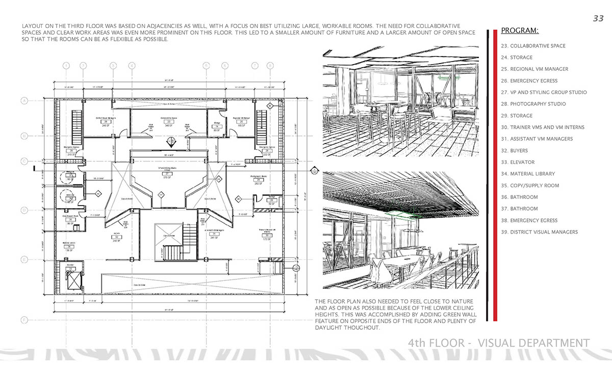 H&M Office Design Interior design revit photoshop rendering floor plan