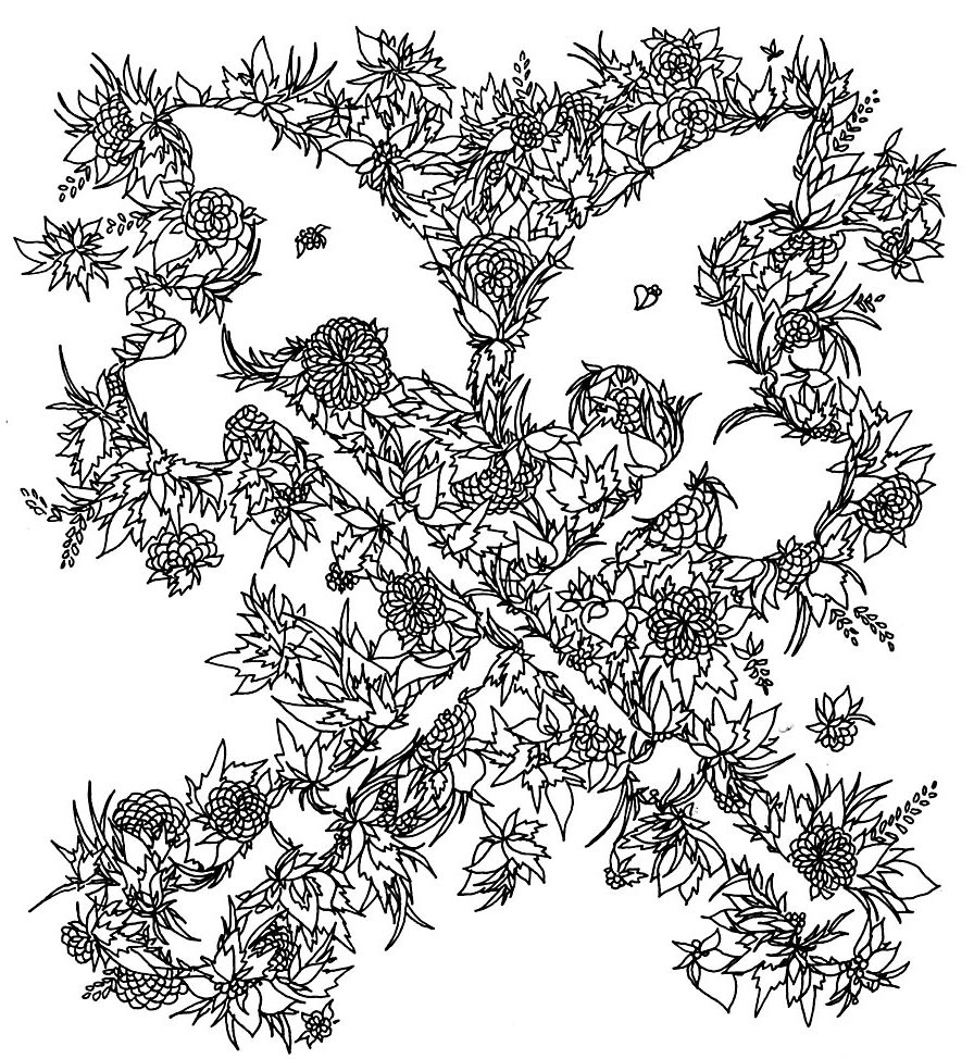 pen ink black and white b&w animals skulls skeletons floral decorative flourishes gothic symbolic