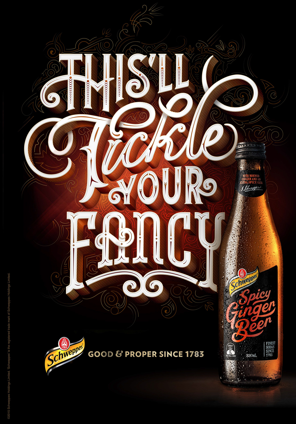 schweppes type design posters campaign drink Good & Proper 3D Type lettering Outdoor 485 Design new zealand design new type detail