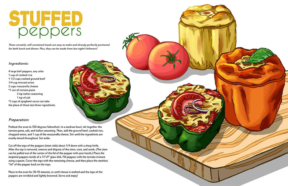 cooking Culinary pepper Cheese Food  stuffed peppers recipe Layout Tomato easy kitchen vegetables meat