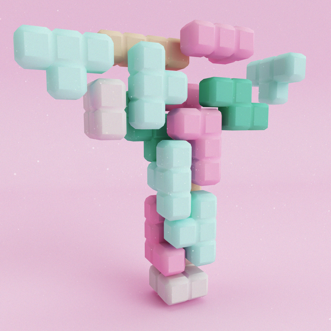 36daysoftype 3D tipografia letter lettering Cinema materiales Nube Pacman LEGO