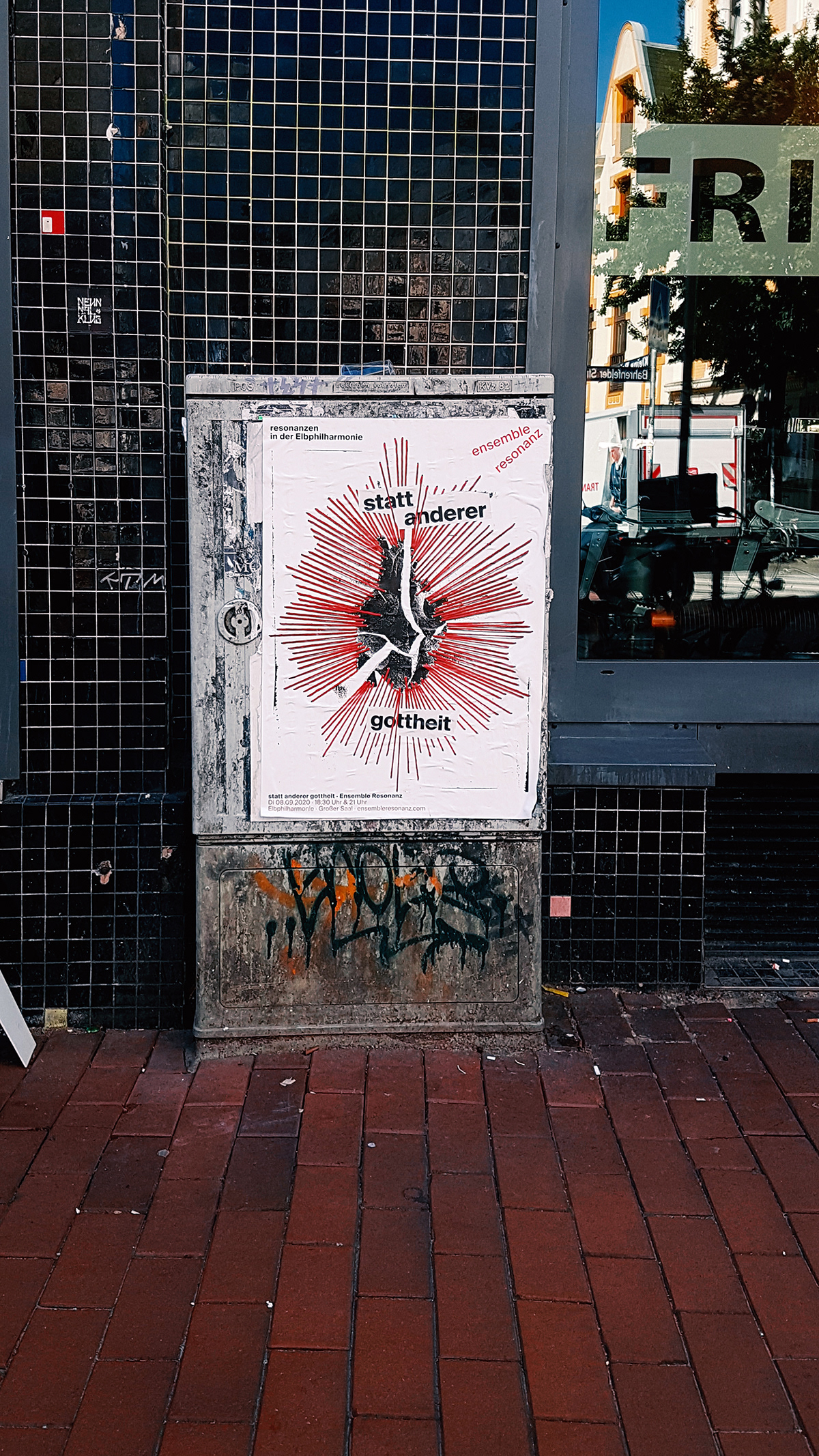 black Classical collage german handmade poster red streetart thread White