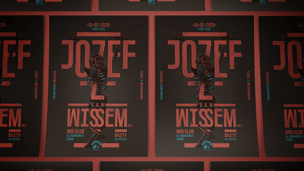 GigPoster jozefvanwissem poster concert ILLUSTRATION  music muzykografika piranhamusic typography  