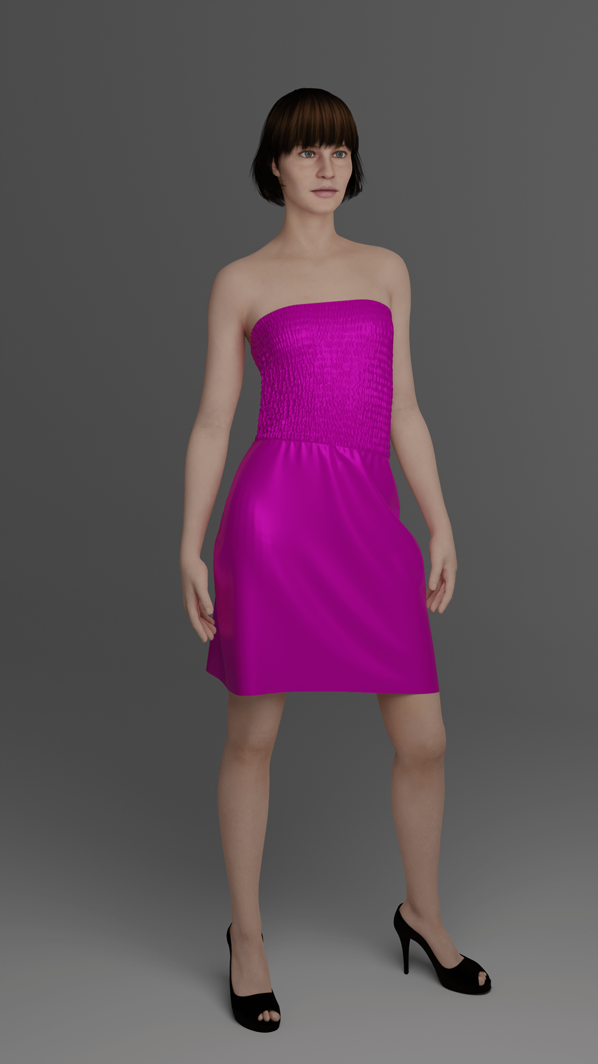 blender CLO 3D design evening dress Fashion  Render