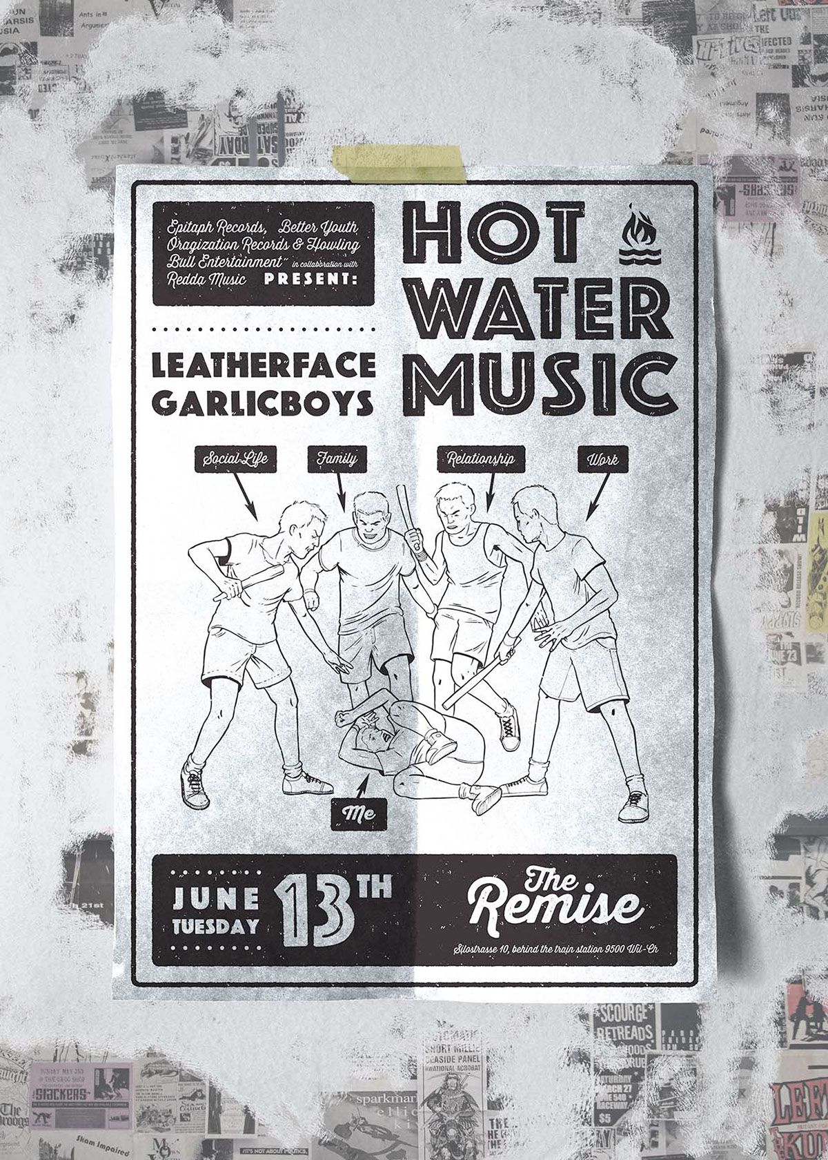 punk rock gig poster hot water music