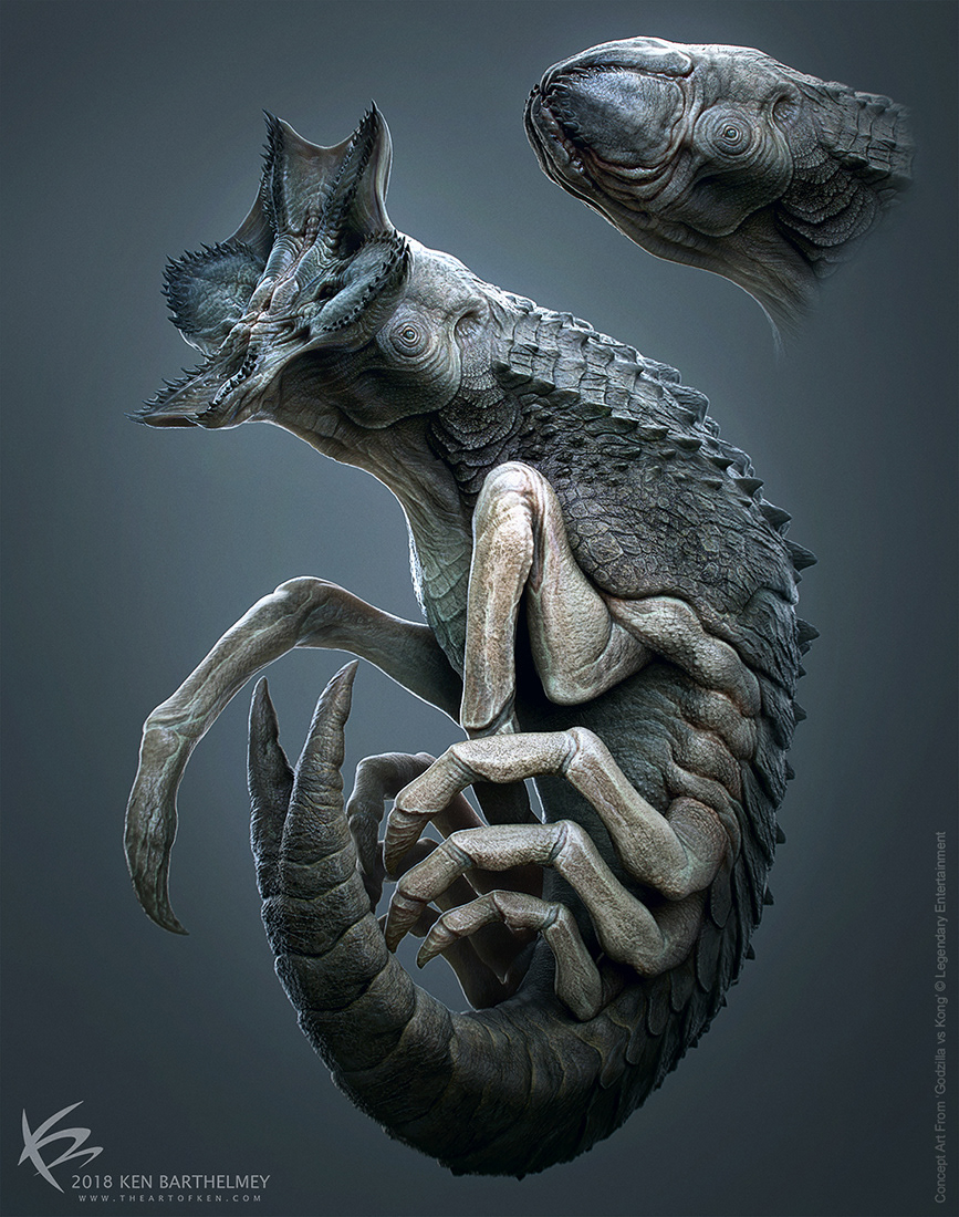 3D Character design  concept art Creature Design godzilla kong monster Scary shimidah Zbrush