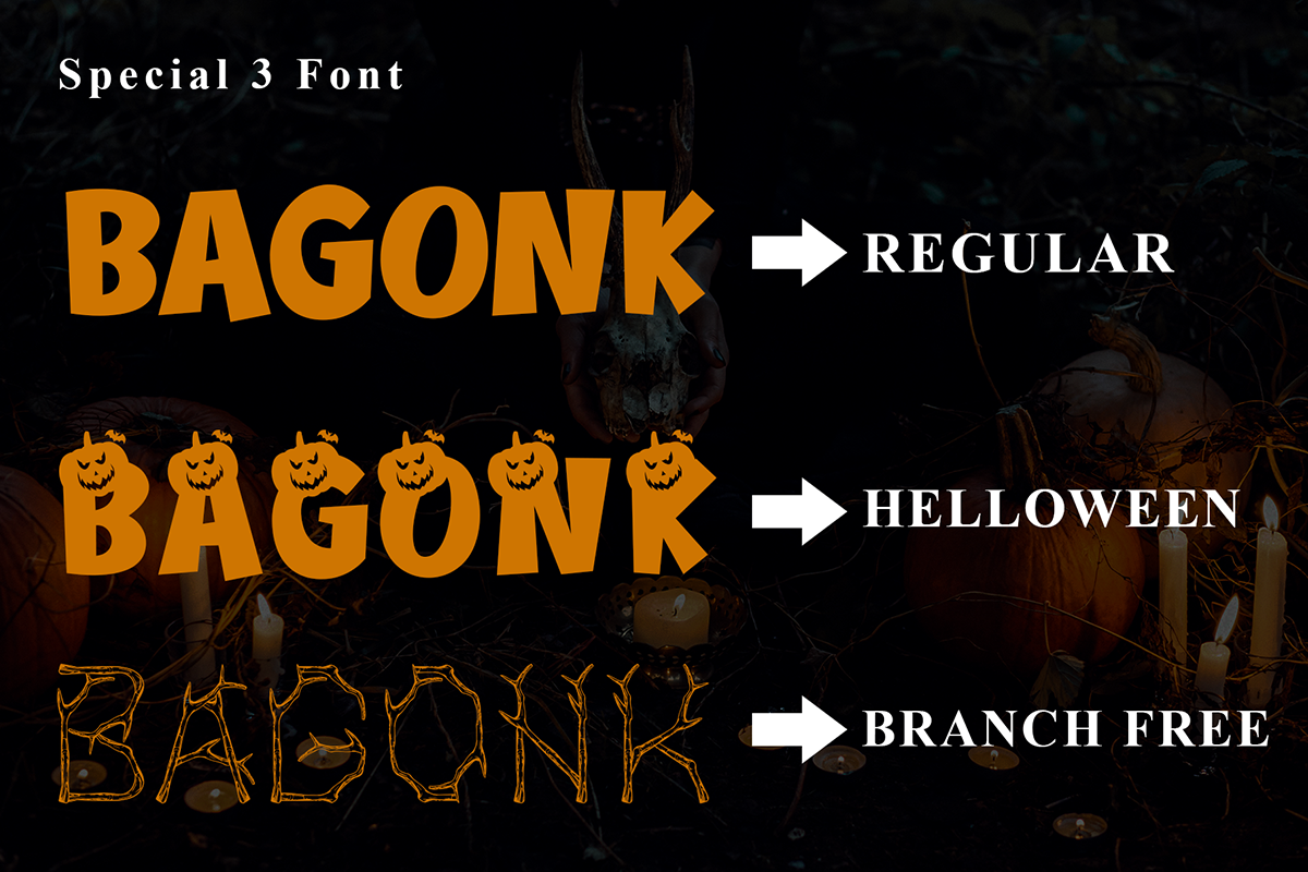bagonk branding  celebrate Display font greetingcard Halloween Holiday Logotype typewriter