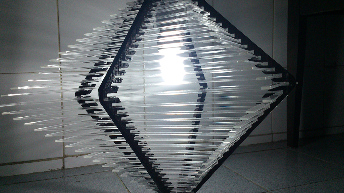 Lamp electric roof Interior wood pyramid