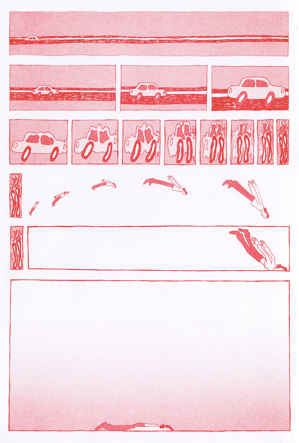 printmaking screenprint etching risograph Cars football crash