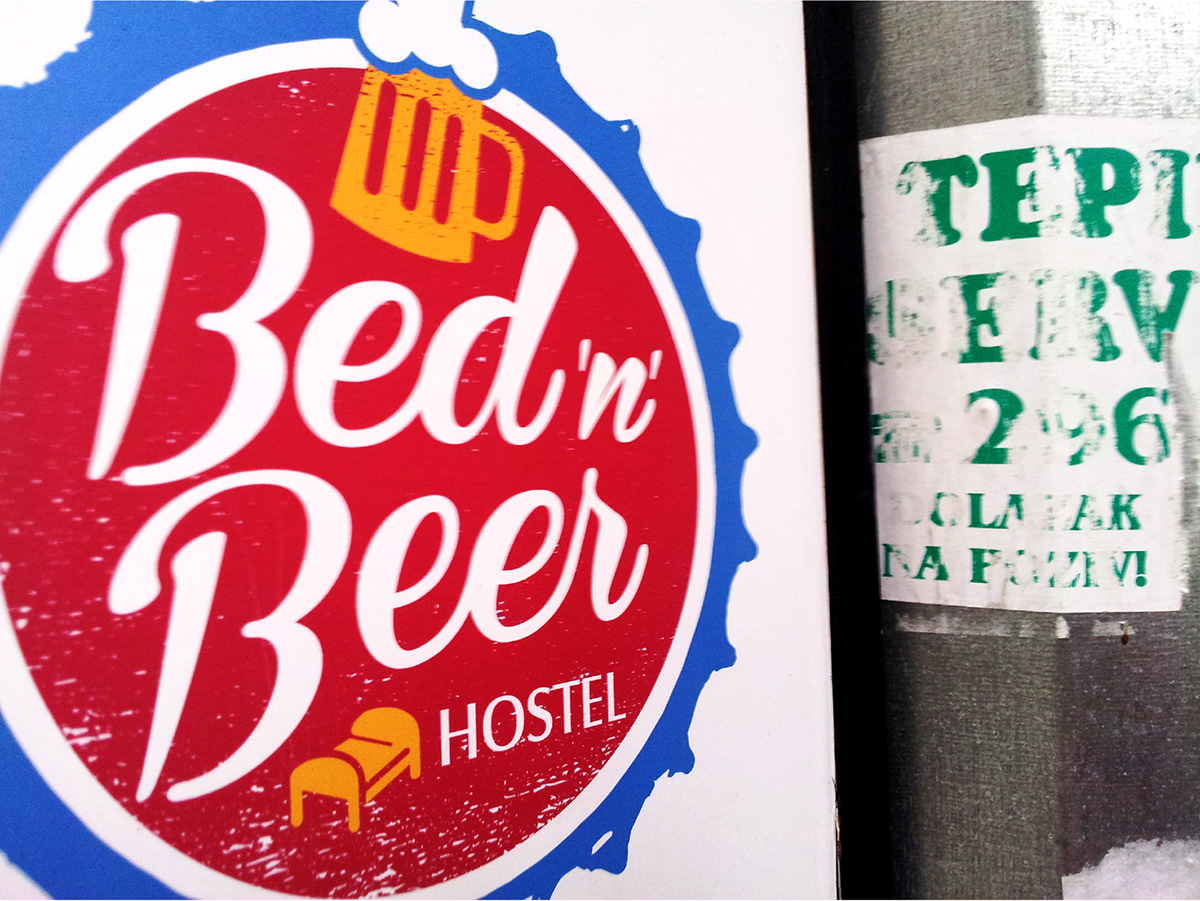 bed beer hostel logo belgrade Serbia Skadarlija