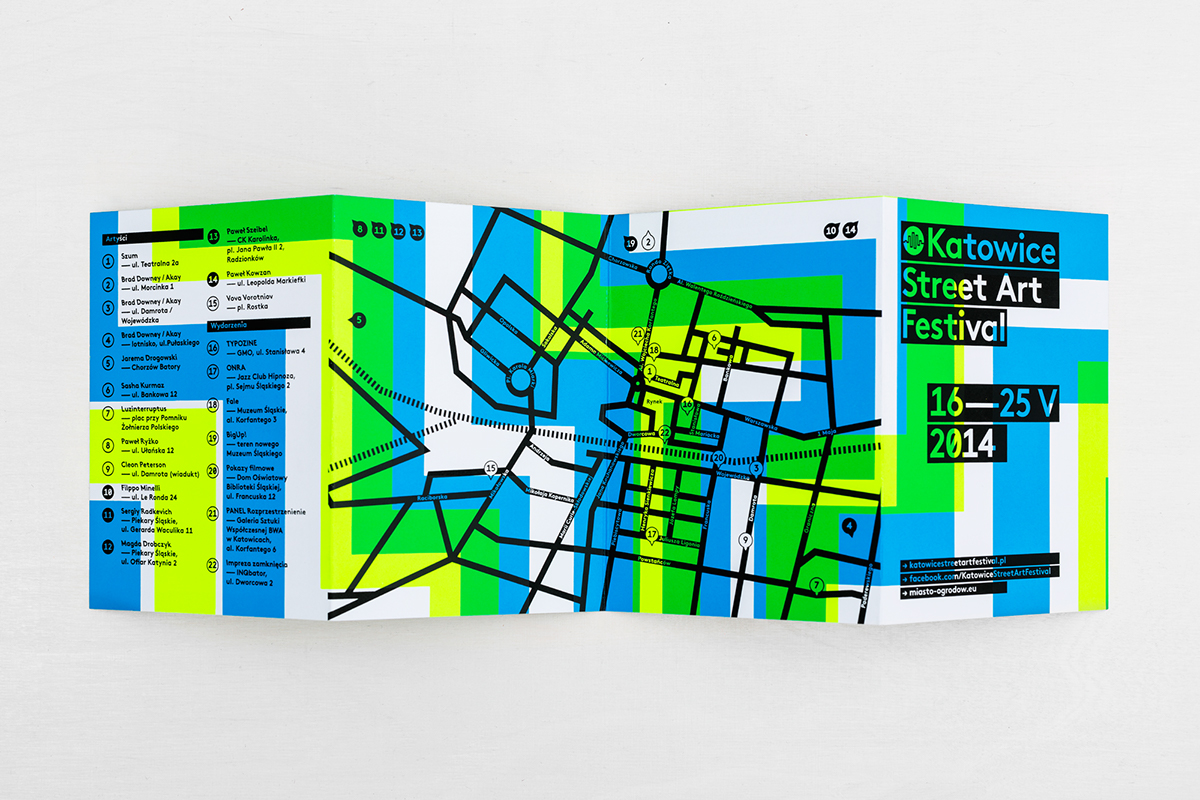 poster leaflet brochure cutylight buttons map neon silkscreen Website