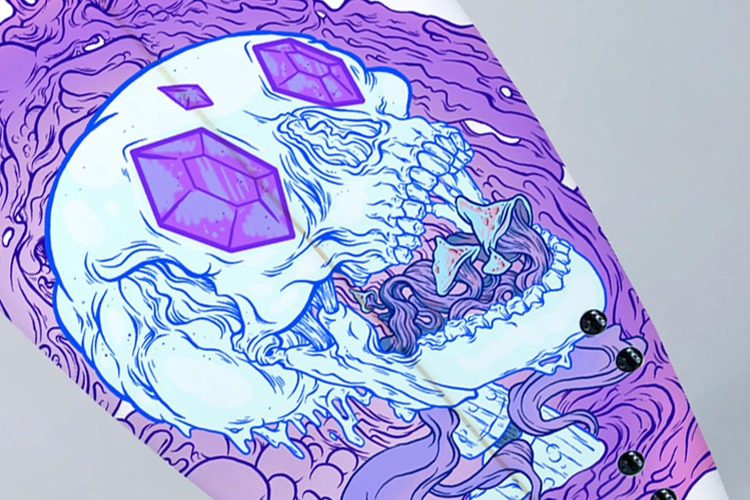 art design ILLUSTRATION  skull surfboard surfing