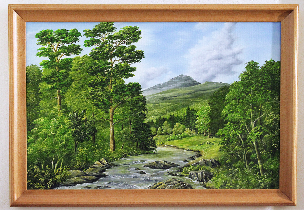 pine folk Folklore Native trees slovakia Conifer river Oil Painting painting  