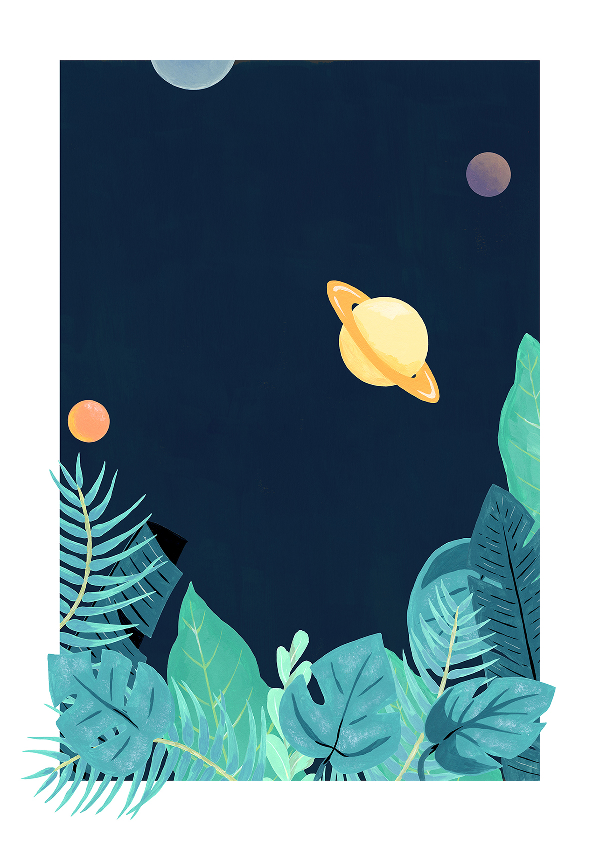 poster twitter acrylic type background Flora night Space  Planets stars plants