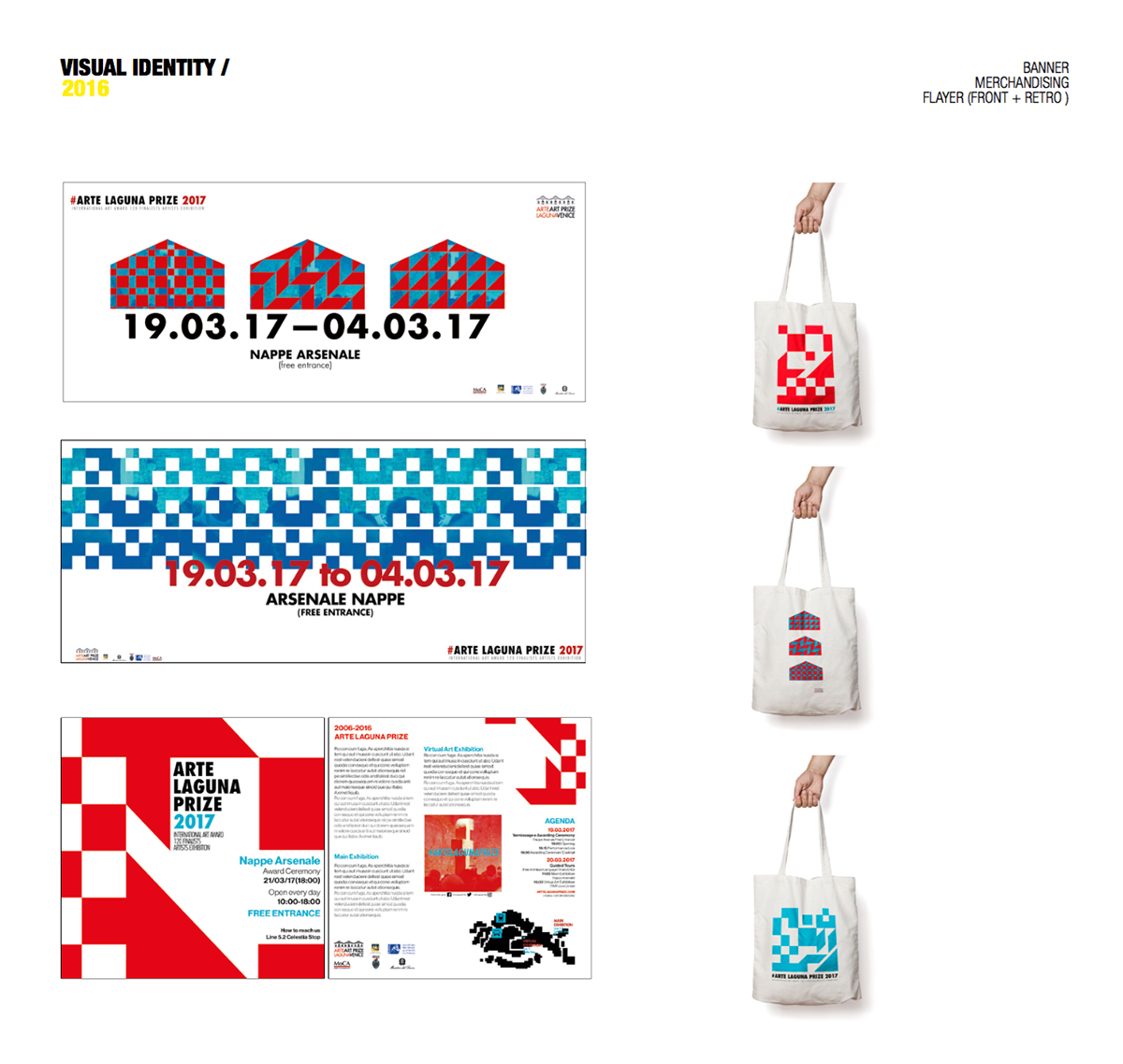 Exhibition  visual identity pattern Venice Catalogue poster merchandising graphic design  red geometry