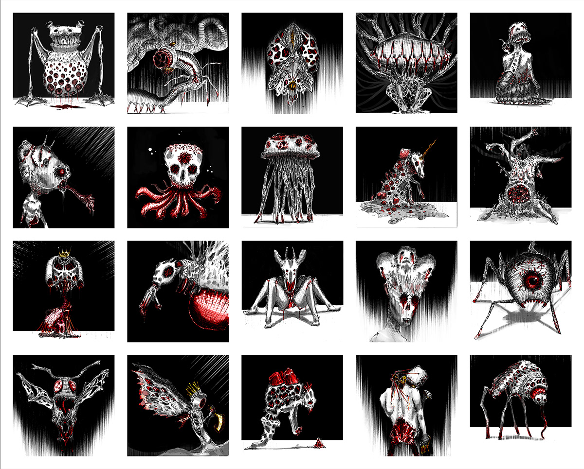 digital illustration concept art creature designs