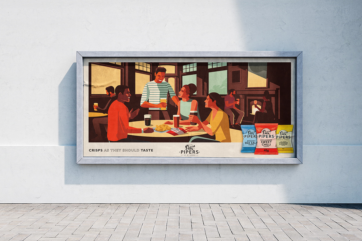 ILLUSTRATION  branding  Food  CRISPS travel poster vintage Advertising  british Vector Illustration retro illustration