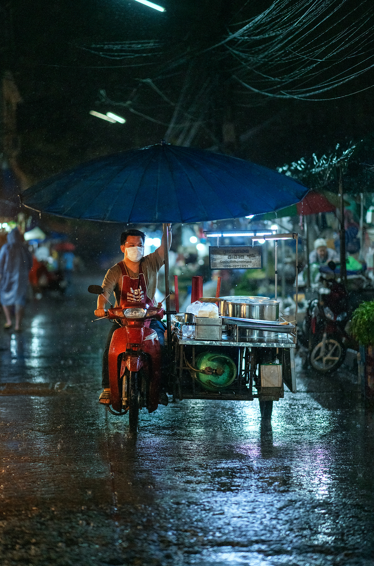 asia colors lifestyle market night people photoshop rain Street Thailand