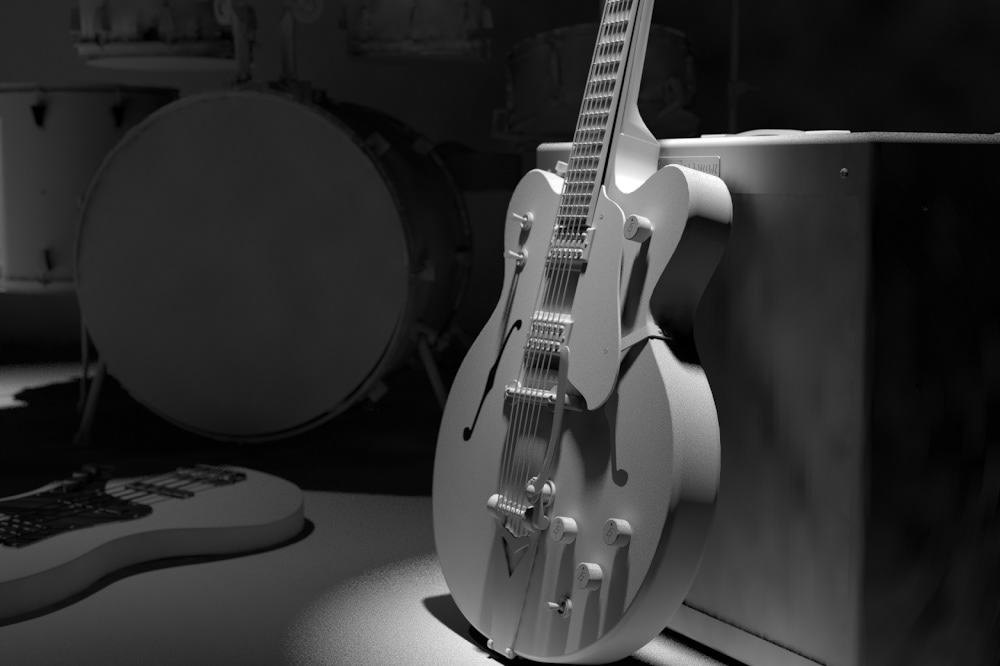 Gretsch guitar electric guitar 3D CGI record studio