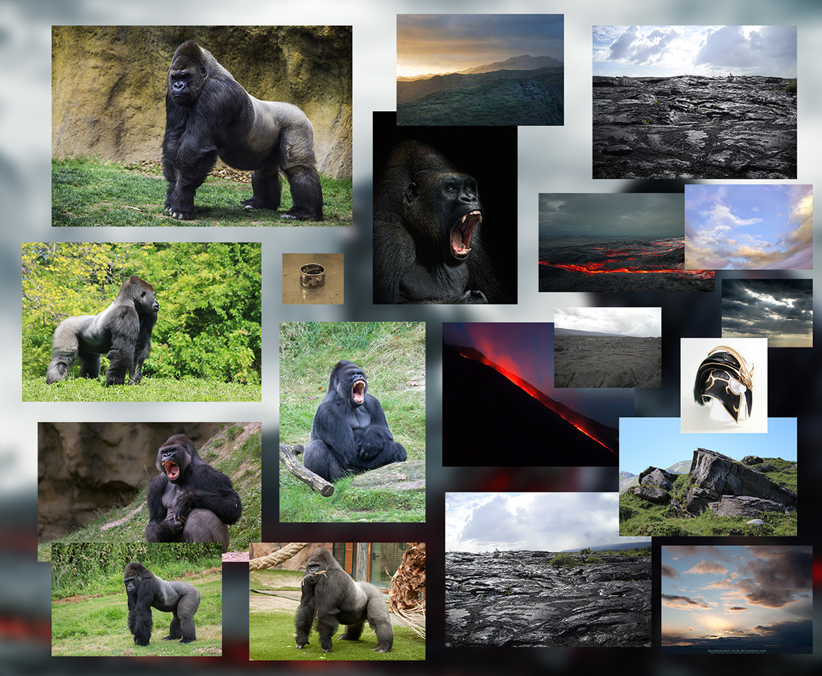 gorilla lava SKY Anger rocks smoke digital art manipulation photomanipulation