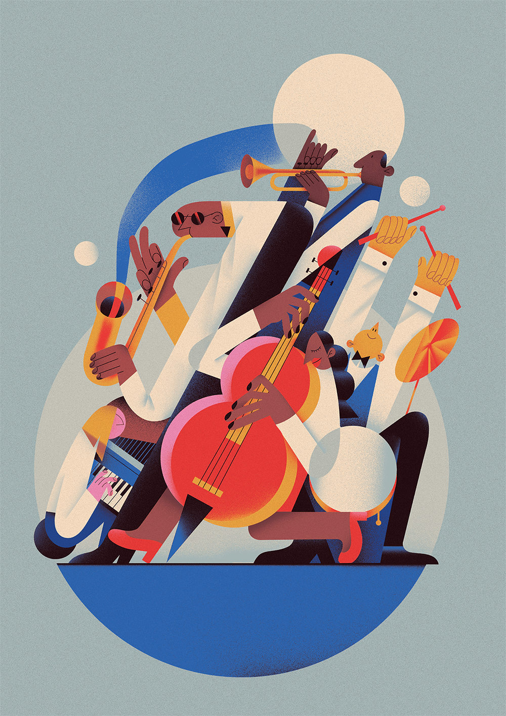 jazz trumpet music star goal Editorial Illustration conceptual Character design  band