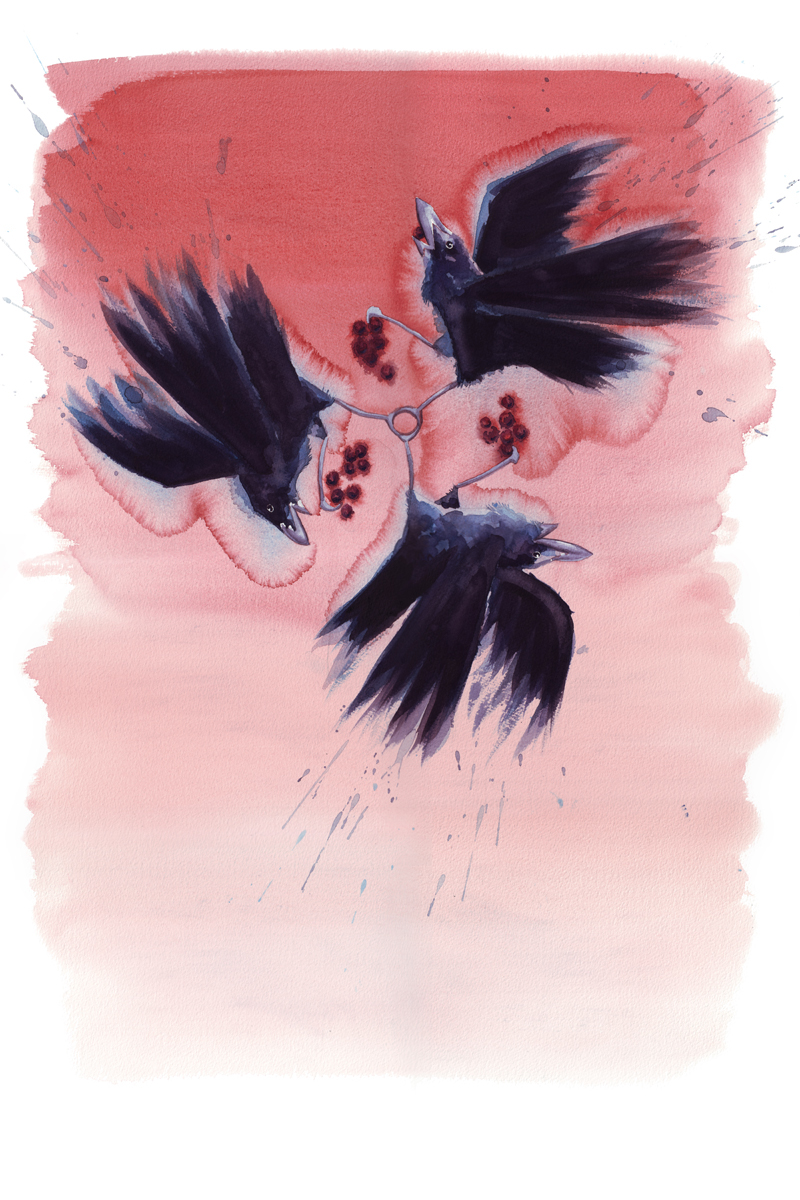 ravenswood bird watercolour watercolor painting   ombre bleed pink