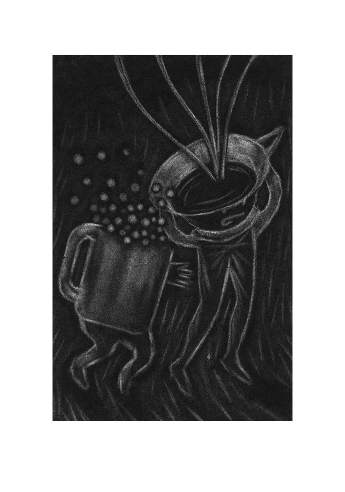 tea Coffee comicstrip ILLUSTRATION  charcoal on paper composition Behance design Design Inspiration graphic design 
