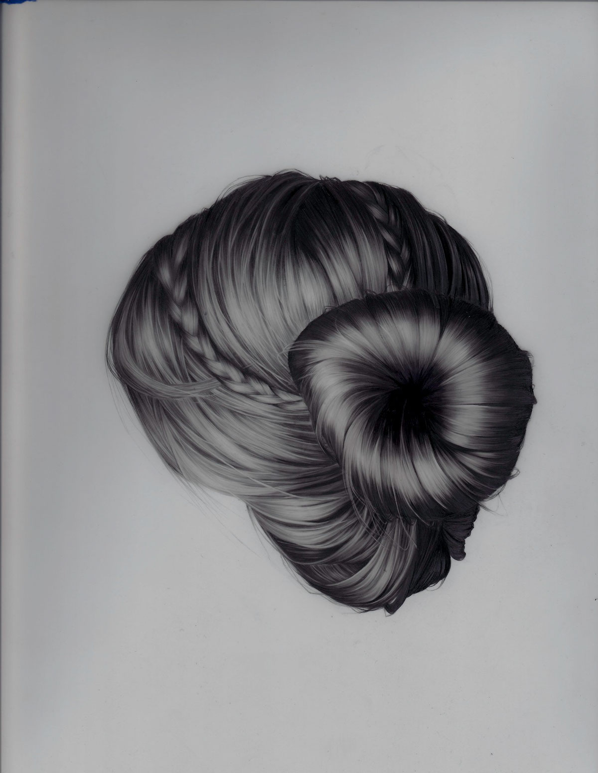 Mix media canvas hair self portrait graphite