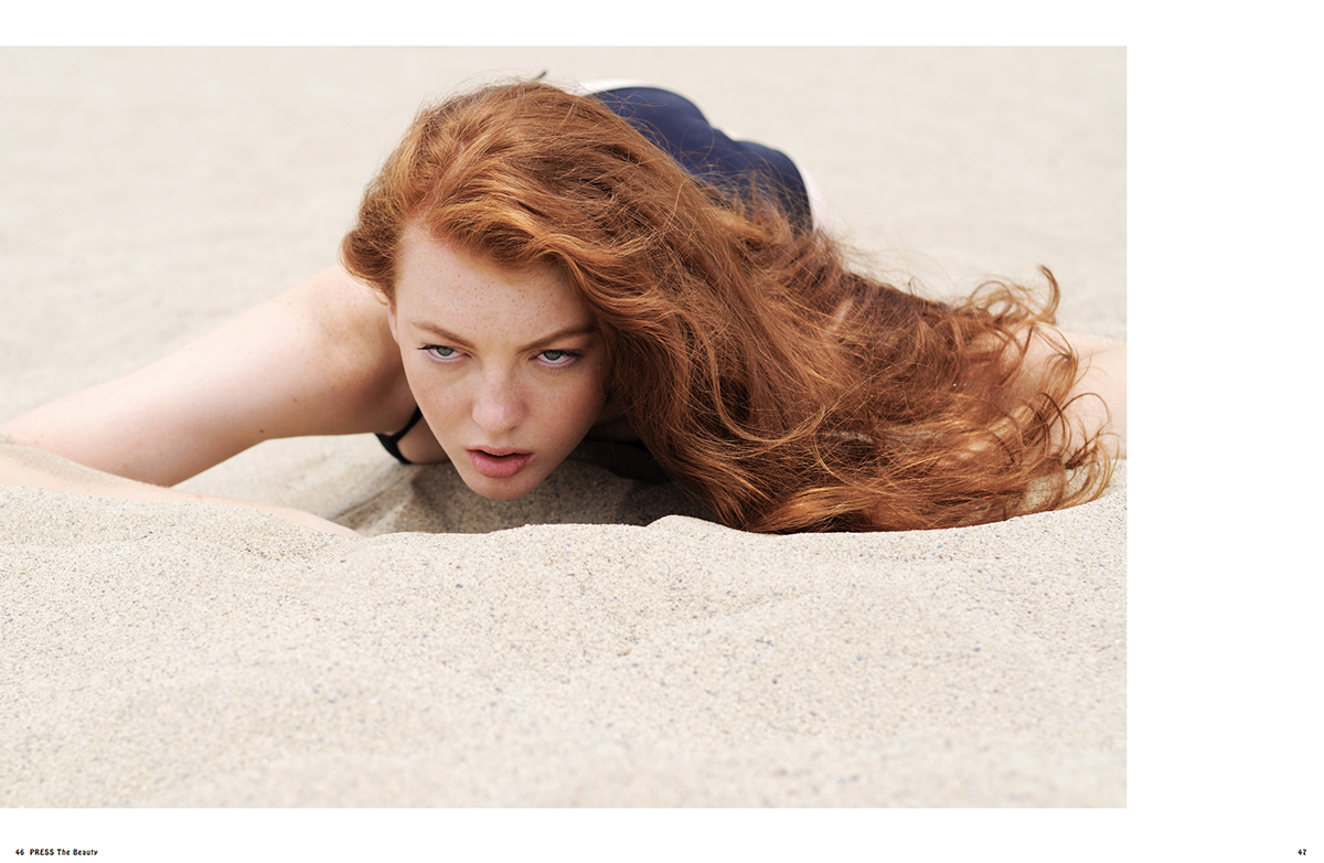 beauty editorial Los Angeles model makeup artist redhead