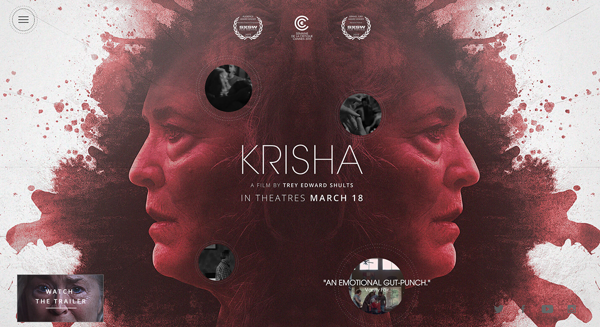 krisha movie a24 Animated UI splatters blood ink Rorshach wine tilt powster