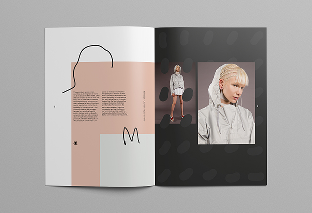 retouch print look book fashion makeup styling  typographic minimal simple Layout