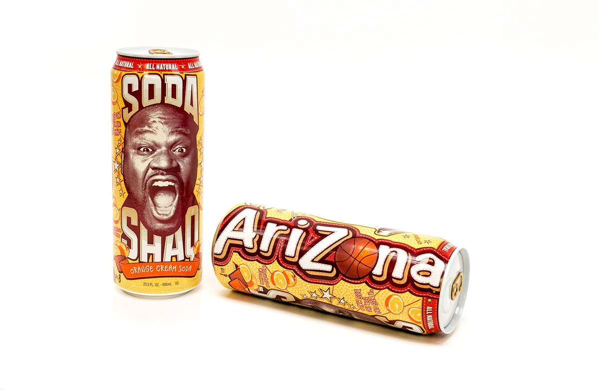 Arizona Tea label art celebrity brand marketing   campaign ios app Shaq mpire creative mpire new york Moon Mehta scott kyle Arizona Beverage