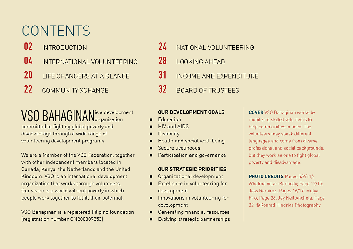 annual report NGO VSO nonprofit print design 