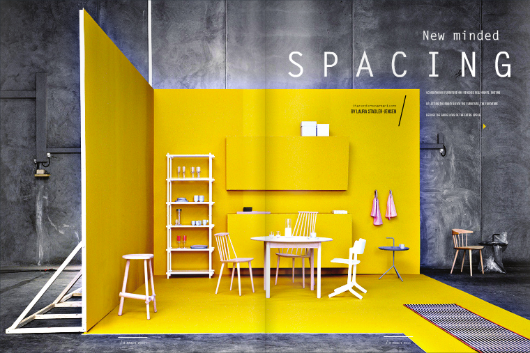 magazine fold furniture design Scandinavian blue red yellow optical editorial spreads geometric inspirational