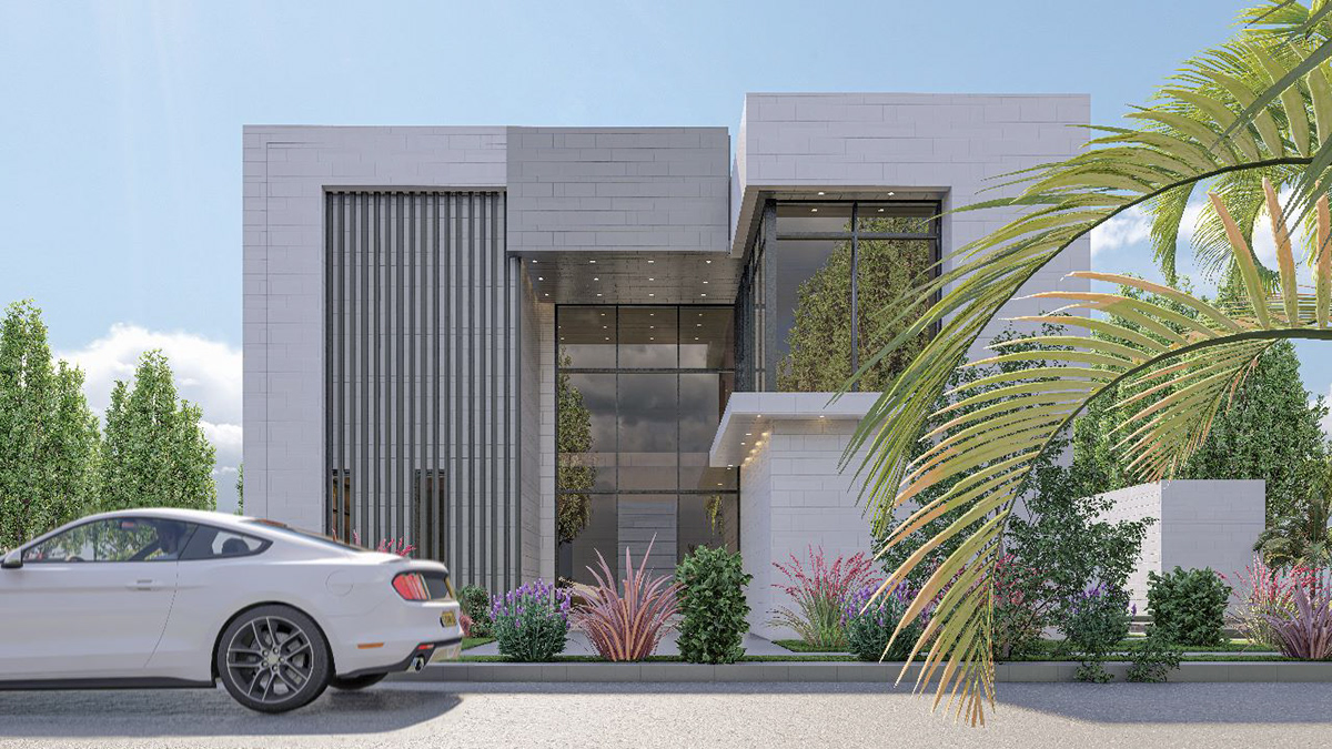 Outdoor model home Villa Render 3D architecture modern visualization