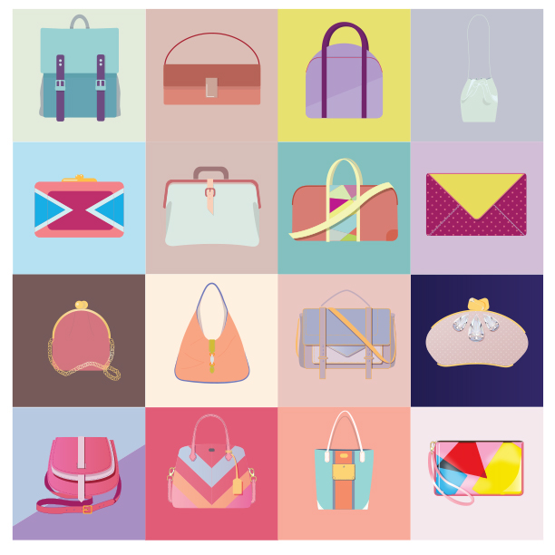 handbags fashion illustration accessories design Illustrator colors palette bags