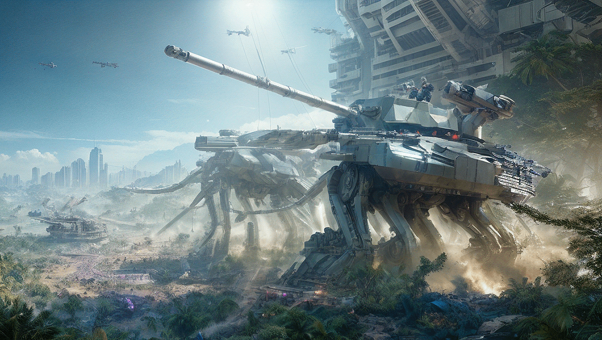 concept art Tank ILLUSTRATION  CGI sci-fi Game Art key visual Matte Painting War battle