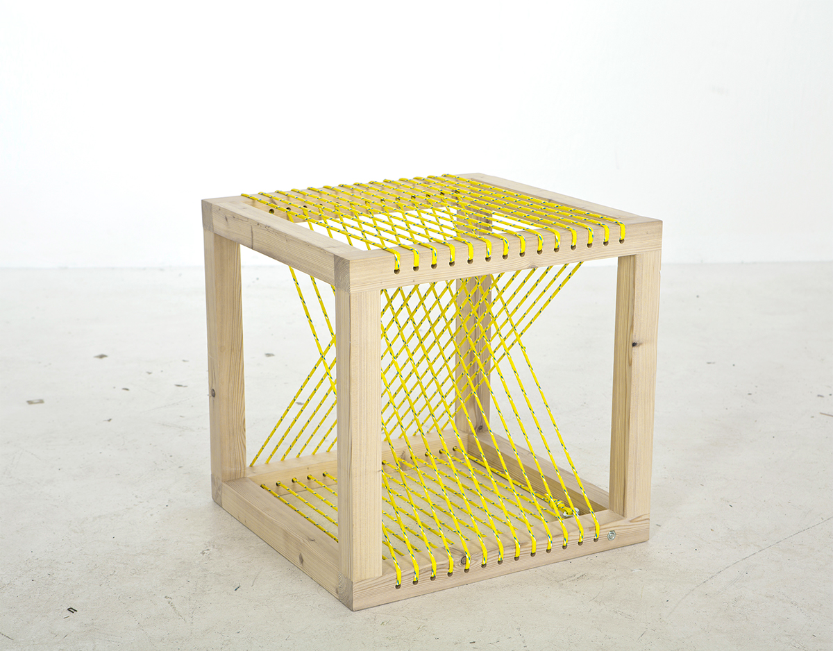 furniture bench strings transparent TWINE net fishing net yellow string wood larch icelandic design Mot series x
